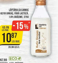 Lăptăria cu Caimac Kefir Gingaș, fără lactoză, 1.6% grăsime, 375g