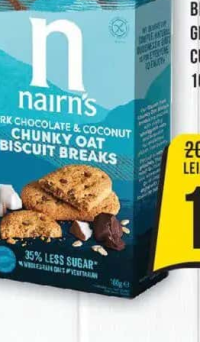 Nairn's Biscuiți pufoși fără gluten, din ovăz integral, cu ciocolată și cocos, 160g
