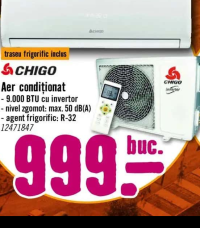 CHIGO Aer condiționat 9.000 BTU cu invertor, traseu frigorific inclus