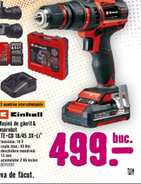 Einhell Mașină de găurit & înșurubat „TE-CD 18/45 3X-Li”