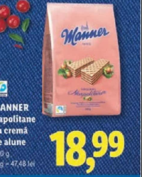 MANNER Napolitane cu cremă de alune 400 g
