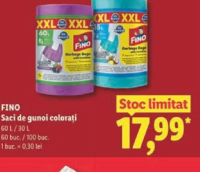 FINO Saci de gunoi colorați 60 L / 30 L 60 buc. / 100 buc.
