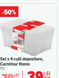 Carrefour Home Set x 4 cutii depozitare 11 L