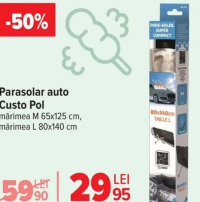 Custo Pol Parasolar auto mărimea M 65x125 cm, mărimea L 80x140 cm