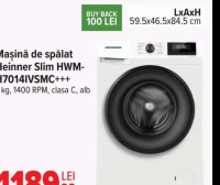 Mașină de spălat Heinner Slim HWM-H7014IVSMC+++ 7 kg, 1400 RPM, clasa C, alb