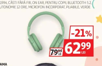 Qilive Q.1994 Căști fără fir, on ear, pentru copii, Bluetooth 5.2, autonomie 12 ore, microfon încorp
