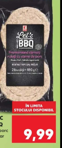 K-CLASSIC LET'S BBQ Cârnați de porc pentru grătar 180 g