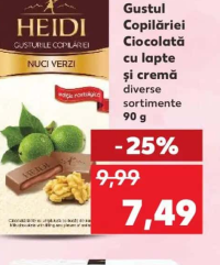 HEIDI Gustul Copilăriei Ciocolată cu lapte și cremă diverse sortimente 90 g