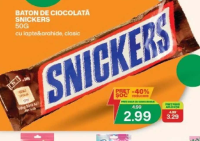 Snickers Baton de ciocolată 50g cu lapte & arahide, clasic