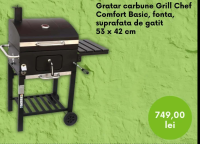 Gratar carbune Grill Chef Comfort Basic, fonta, suprafata de gatit 53 x 42 cm