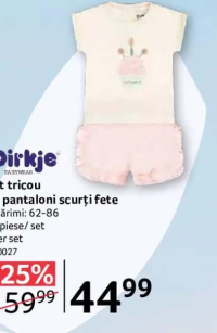 Dirkje Set tricou cu pantaloni scurți fete Mărimi: 62-86 2 piese/ set