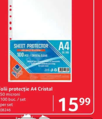 Offishop Folii protecție A4 Cristal 50 microni 100 buc./set