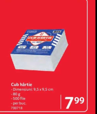 Cub hârtie 9.5 x 9.5 cm 80 g 500 file