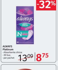 ALWAYS Platinum Absorbante zilnice 30 buc.