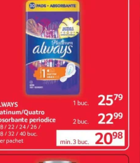 ALWAYS Platinum/Quatro Absorbante periodice 18/22/24/26/28/32/40 buc.