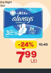 Always absorbante Ultra Night 7 buc