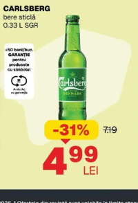 CARLSBERG bere sticlă 0.33 L