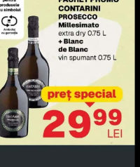 PACHET PROMO CONTARINI PROSECCO Millesimato extra dry 0.75 L + Blanc de Blanc vin spumant 0.75 L