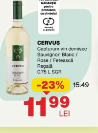 CERVUS Cepturum vin demisec Sauvignon Blanc / Rose / Fetească Regală 0.75 L