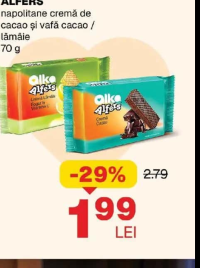 ALFERS napolitane cremă de cacao și vafă cacao / lămâie 70 g