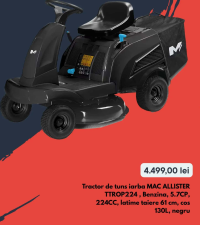 MAC ALLISTER Tractor de tuns iarba TTROP224, Benzina, 5.7CP, 224CC, latime taiere 61 cm, cos 130L, n
