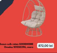 GOODHOME Scaun cuib ratan Omalos 101550296, maro