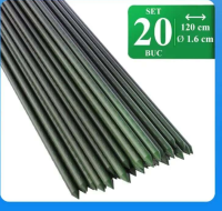 Artool Set 20 araci de gradina pentru rosii, castraveti, fasole, metal + PVC, verde, 120x1.6 cm