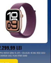 APPLE WATCH SERIA 10, GPS + CELLULAR, 46 MM, ROSE GOLD ALUMINIUM CASE, PLUM SPORT BAND