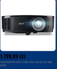 ACER VIDEOPROIECTOR ACER X1129HP, SVGA, 4500 LM, DLP, HDMI, NEGRU