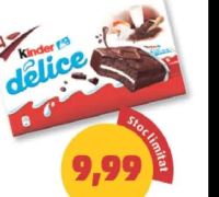 Kinder Delice Prăjitură cacao și lapte, 4 x 39 g