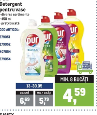 PUR Detergent pentru vase diverse sortimente 450 ml
