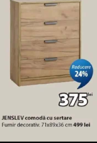 JENSLEV comodă cu sertare 71x89x36 cm