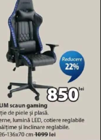 RANUM scaun gaming 70x126-136x70 cm