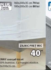 BASIC JENNY Cearșaf tricot 90x200x35 cm