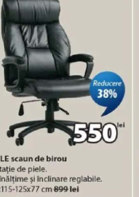 TJELE scaun de birou 68x115-125x77 cm