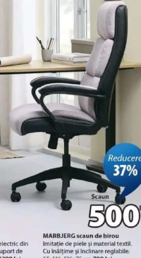 MARBJERG scaun de birou 65x116-126x75 cm