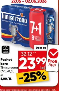 Timișoreana Pachet bere (7+1)x0.5L 4L