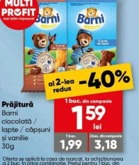 Barni Prăjitură ciocolată / lapte / căpșuni și vanilie 30g