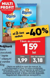 Barni Prăjitură ciocolată / lapte / căpșuni și vanilie 30g