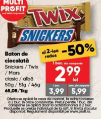 Twix / Snickers / Mars Baton de ciocolată clasic / albă 50g / 51g / 46g