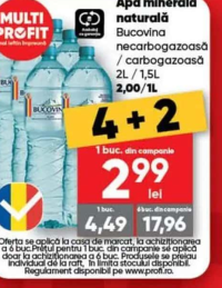 Bucovina Apă minerală naturală necarbogazoasă / carbogazoasă 2L / 1,5L