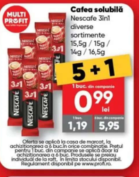 Cafea solubilă Nescafe 3in1 diverse sortimente 15,5g / 15g / 14g / 16,5g