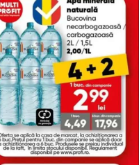 Bucovina Apă minerală naturală necarbogazoasă / carbogazoasă 2L / 1.5L