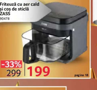 Friteuză cu aer cald și coș de sticlă ZASS 90478