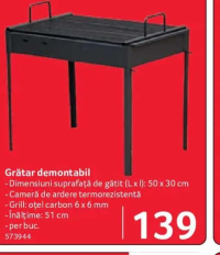 Grătar demontabil 50 x 30 cm