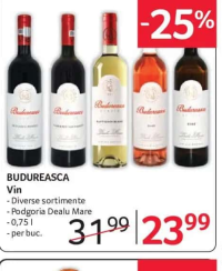 BUDUREASCA Vin Diverse sortimente Podgoria Dealu Mare 0,75 l