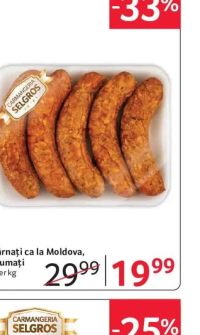 SELGROS Cârnați ca la Moldova, afumați - per kg