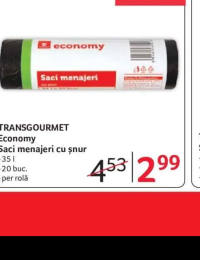 TRANSGOURMET Economy Saci menajeri cu șnur 35 l 20 buc