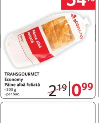 TRANSGOURMET Economy Pâine albă feliată 300 g