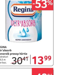 REGINA Ultr'absorb Monorolă prosop hârtie 3 straturi 49,5 m